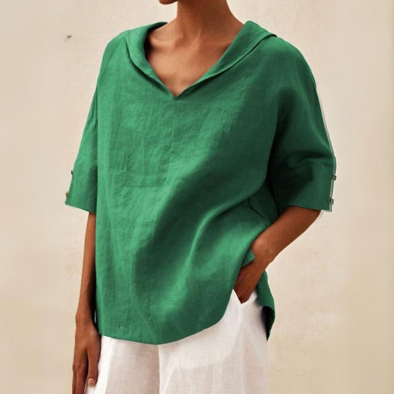 Loose V-Neck Blouse