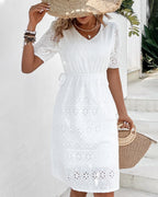 Women’s Midi Dress | Eyelet Fabric