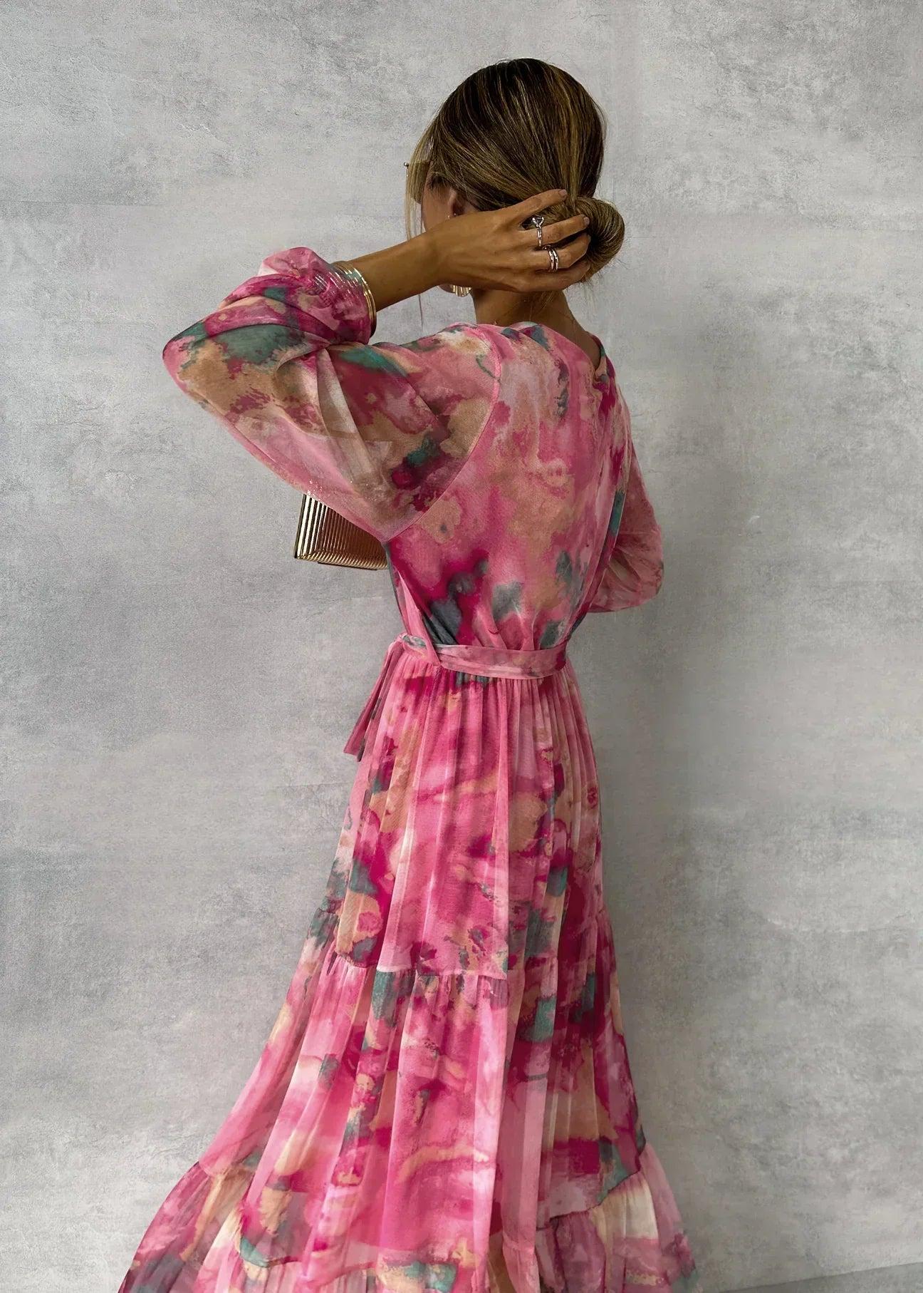 Women’s Wrap Maxi Dress | Floral Long Sleeve