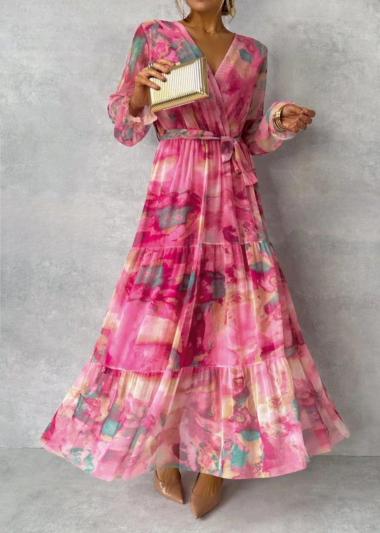 Women’s Wrap Maxi Dress | Floral Long Sleeve