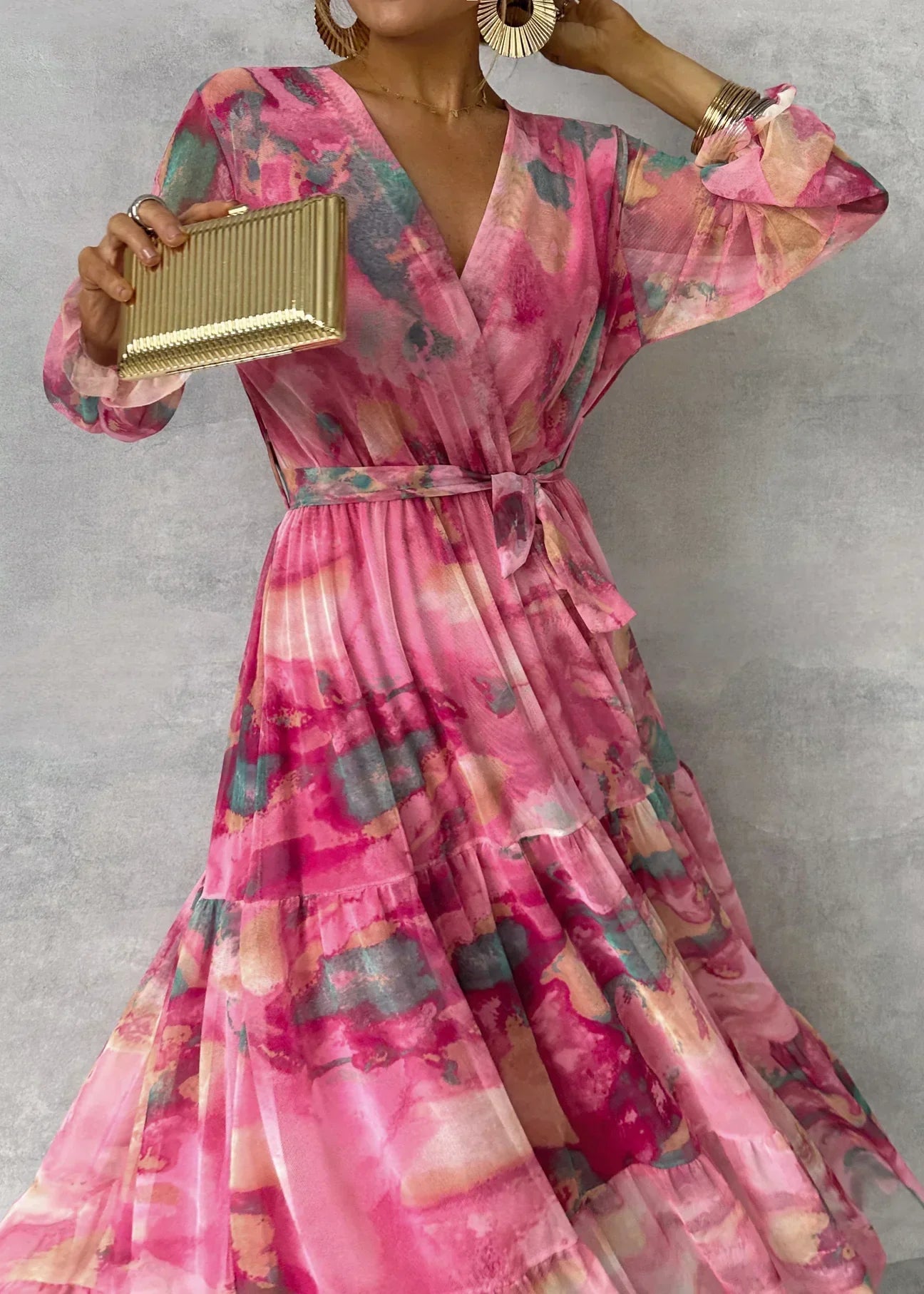 Women’s Wrap Maxi Dress | Floral Long Sleeve