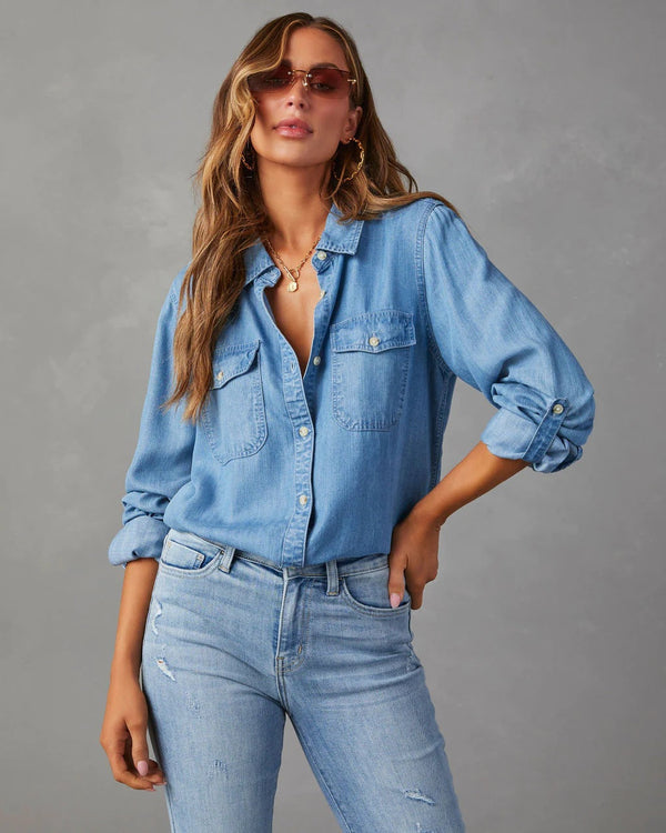 Long Sleeve Button-Up Blouse