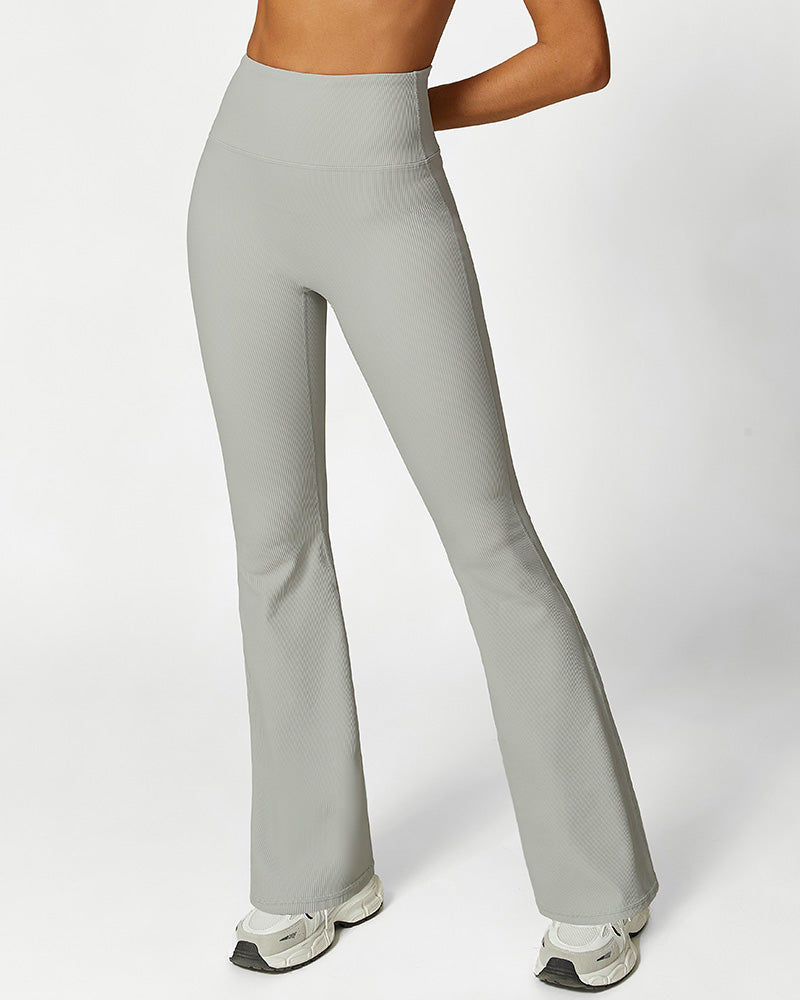 High Waist Ribbed Workout Flare Pants