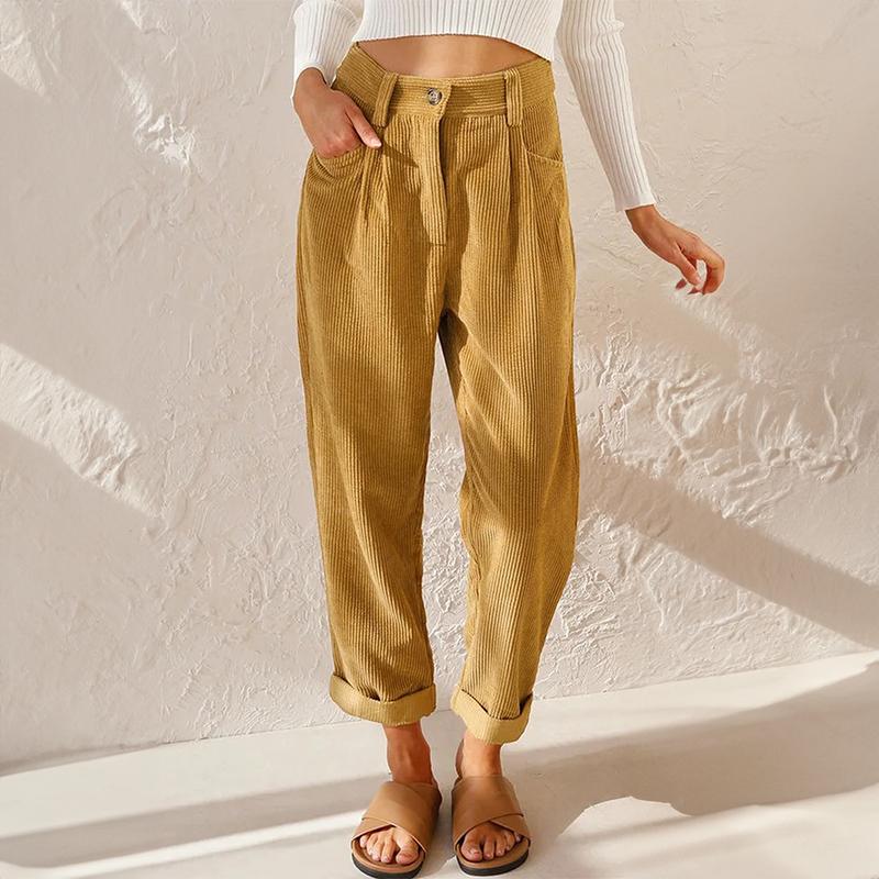 High-Waist Corduroy Pants