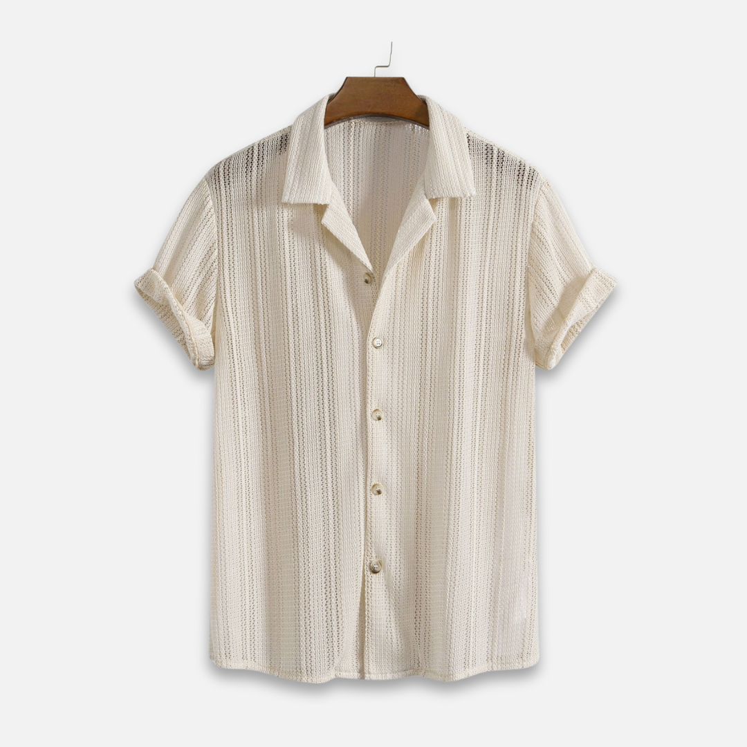 Men’s Short Sleeve Shirt | Open Weave Button Front