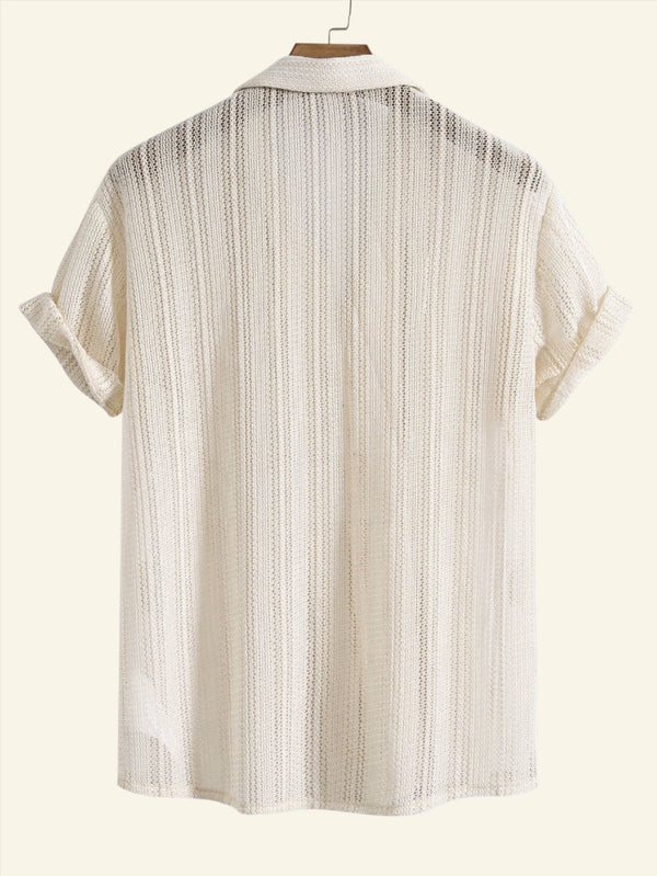 Men’s Short Sleeve Shirt | Open Weave Button Front