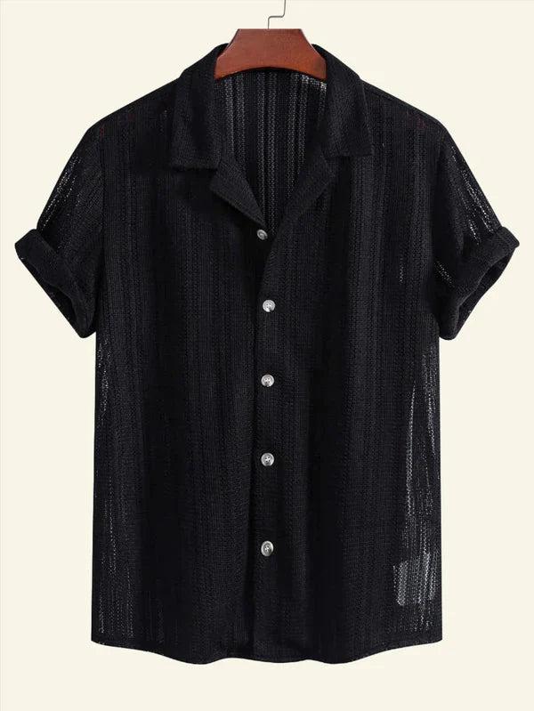 Men’s Short Sleeve Shirt | Open Weave Button Front