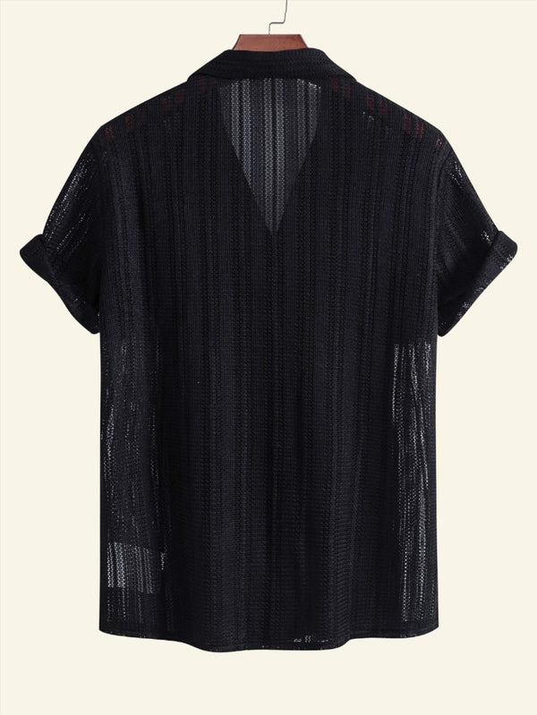 Men’s Short Sleeve Shirt | Open Weave Button Front