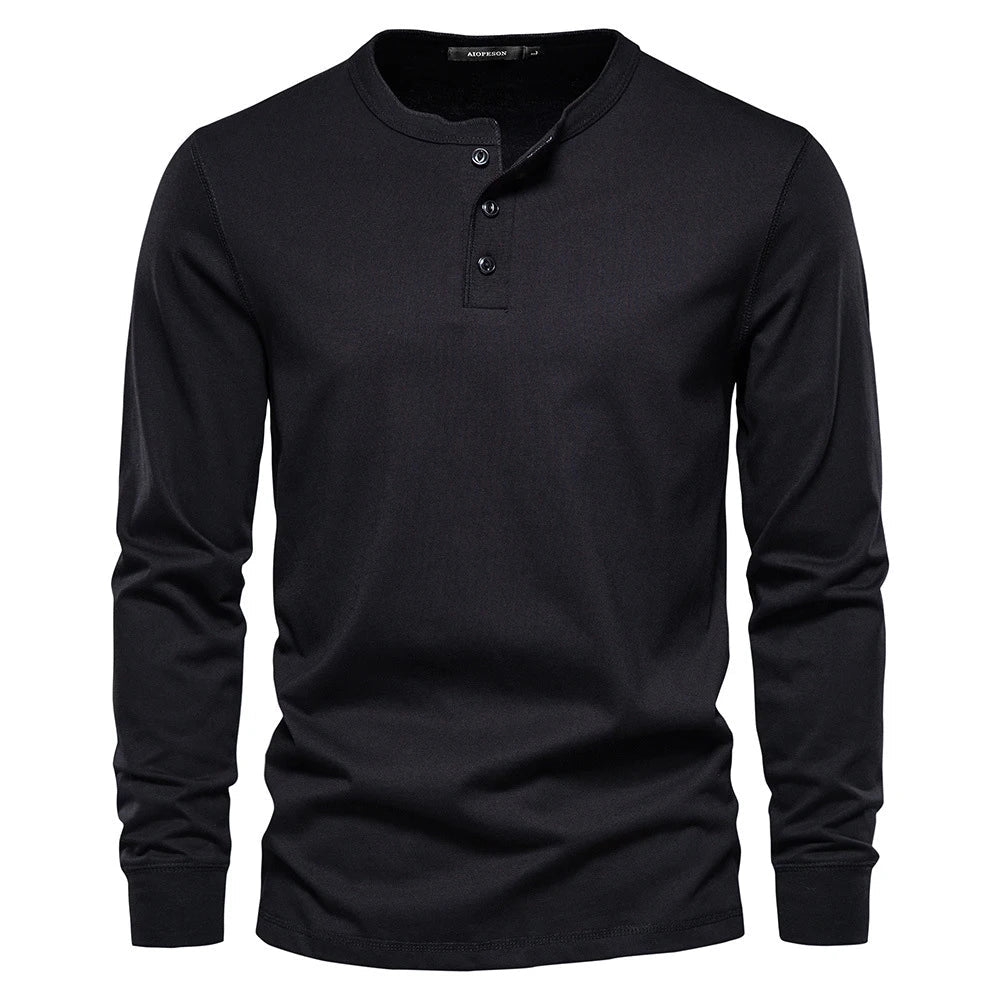 Men’s Henley Shirt | Button Placket Knit Blend