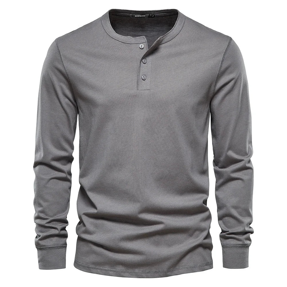 Men’s Henley Shirt | Button Placket Knit Blend