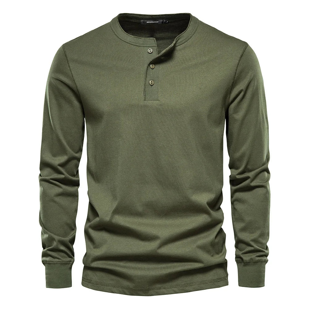 Men’s Henley Shirt | Button Placket Knit Blend