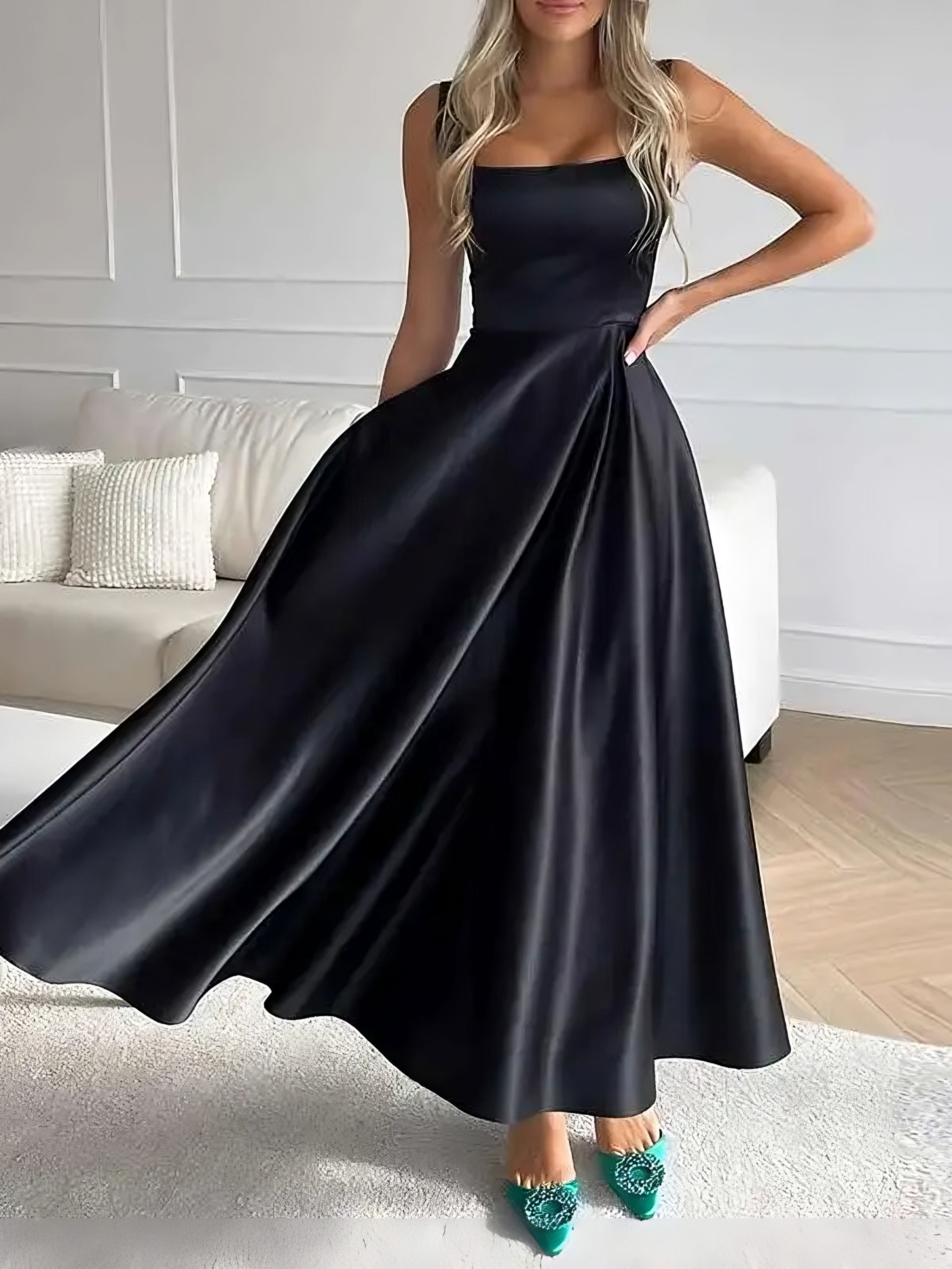 Women’s Midi Dress | Square Neck A-Line
