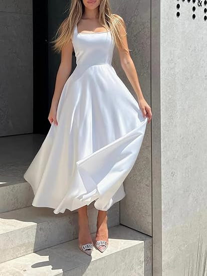 Women’s Midi Dress | Square Neck A-Line