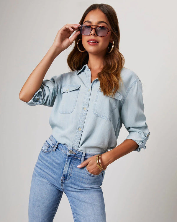 Long Sleeve Button-Up Blouse