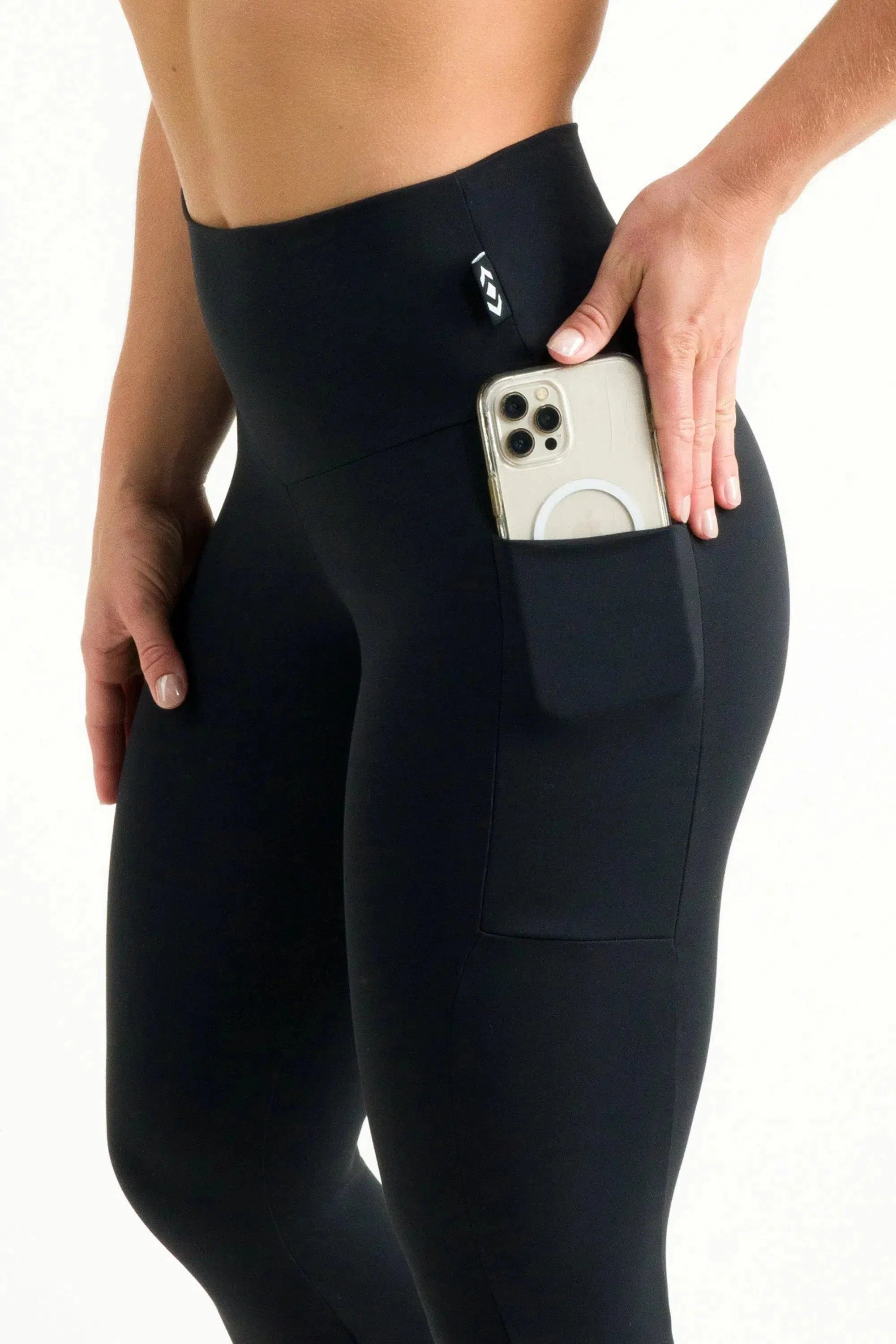 Body Contouring Panel Pocket High Waisted Leggings - Black